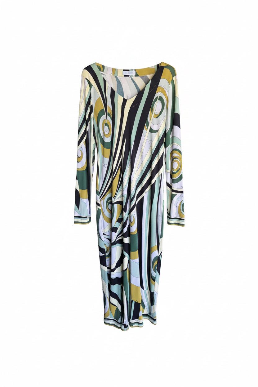 Emilio Pucci Long Sleeve Tie Maxi