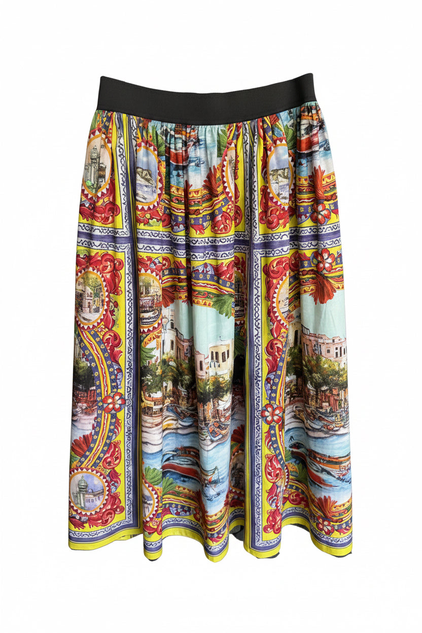 Dolce & Gabbana 'Italian' Postcard Print Skirt
