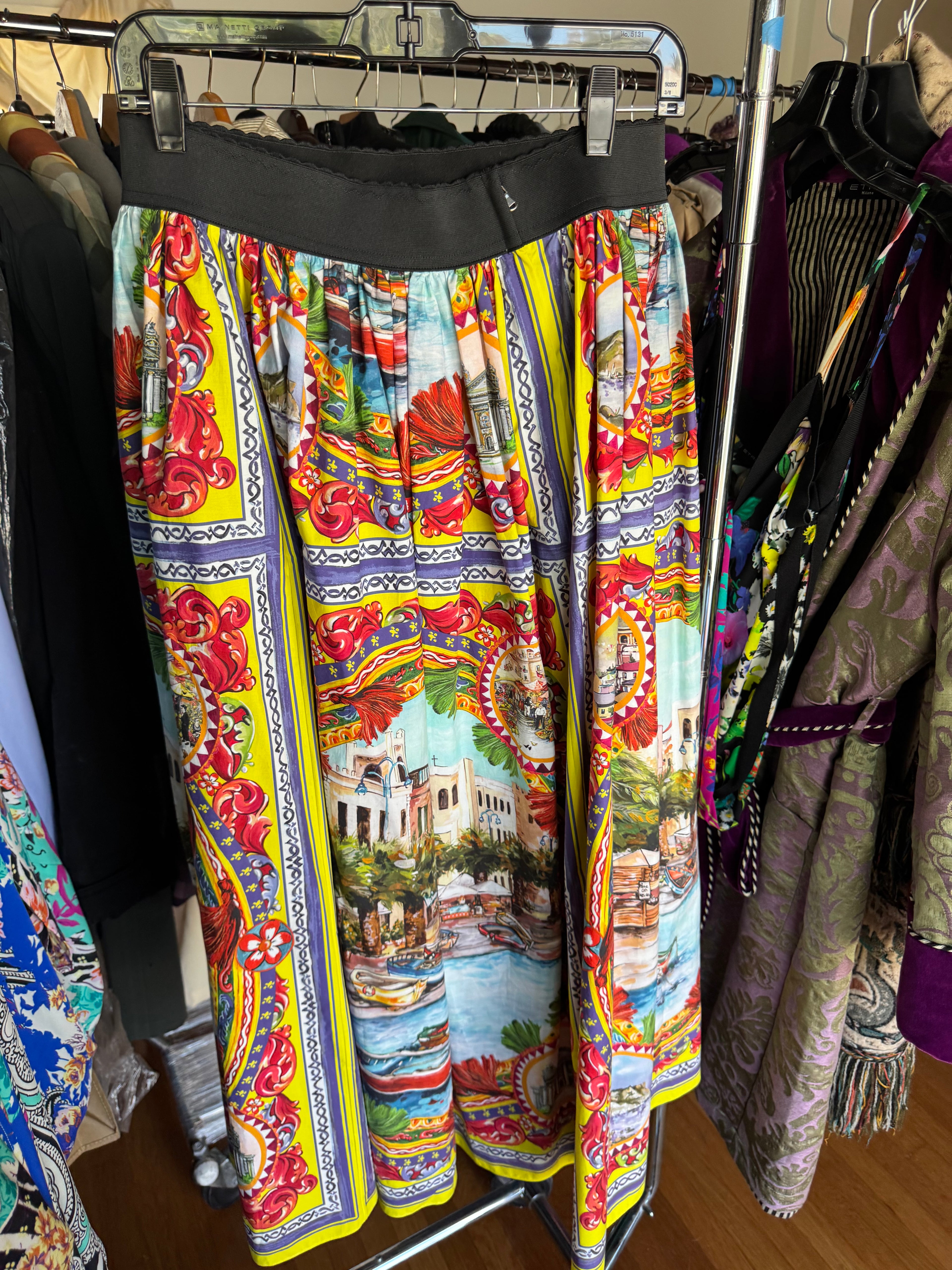 Dolce & Gabbana 'Italian' Postcard Print Skirt